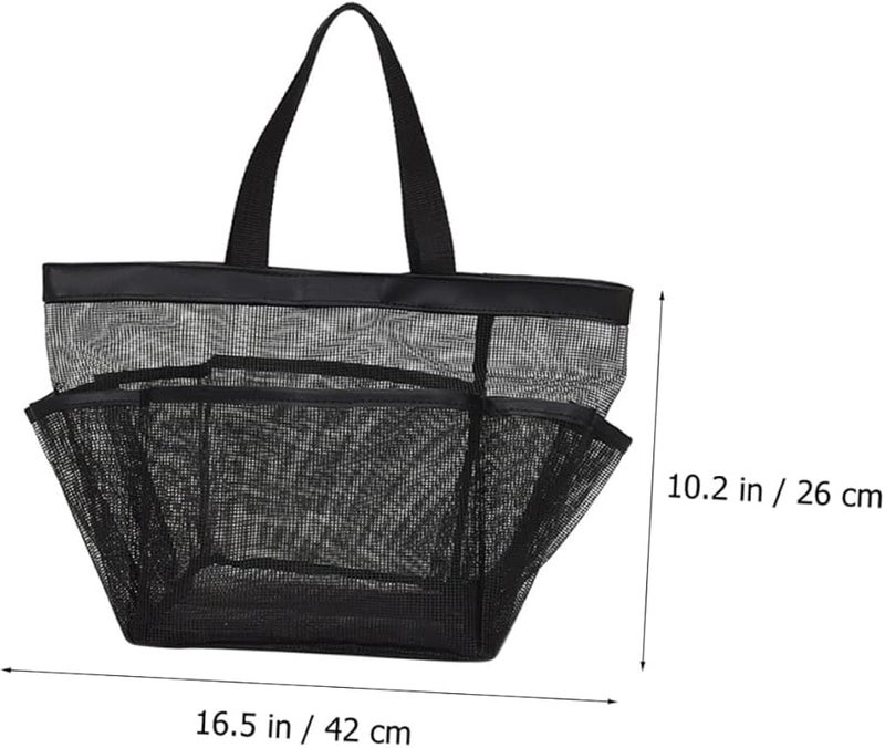 Large Capacity Mesh Beach Shower Tote Portable Toiletry Bag Black - Image 2